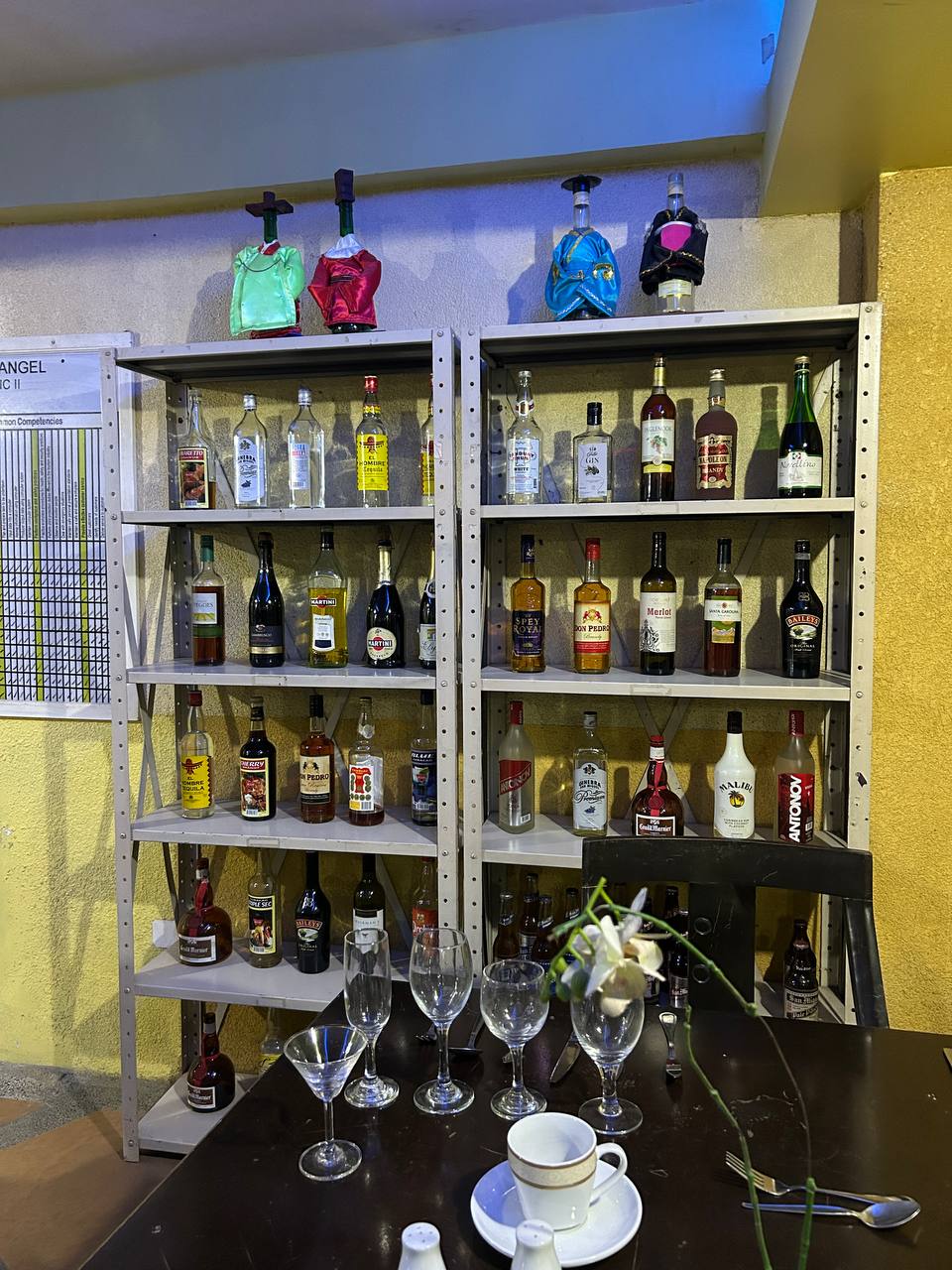 Hotel bar with cocktails and seating